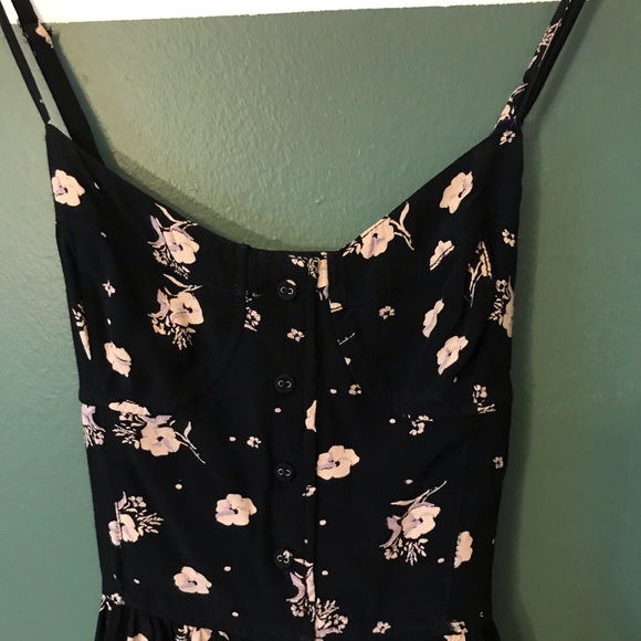 Spaghetti Strapped Cross back Floral A Line Dress - Picture 3 of 3